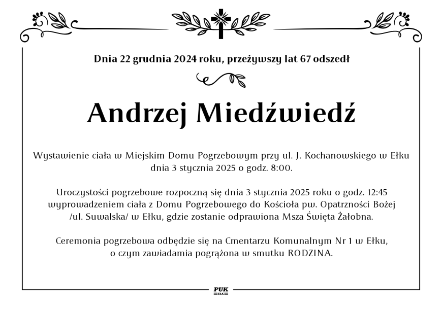 Andrzej Miedźwiedź - nekrolog